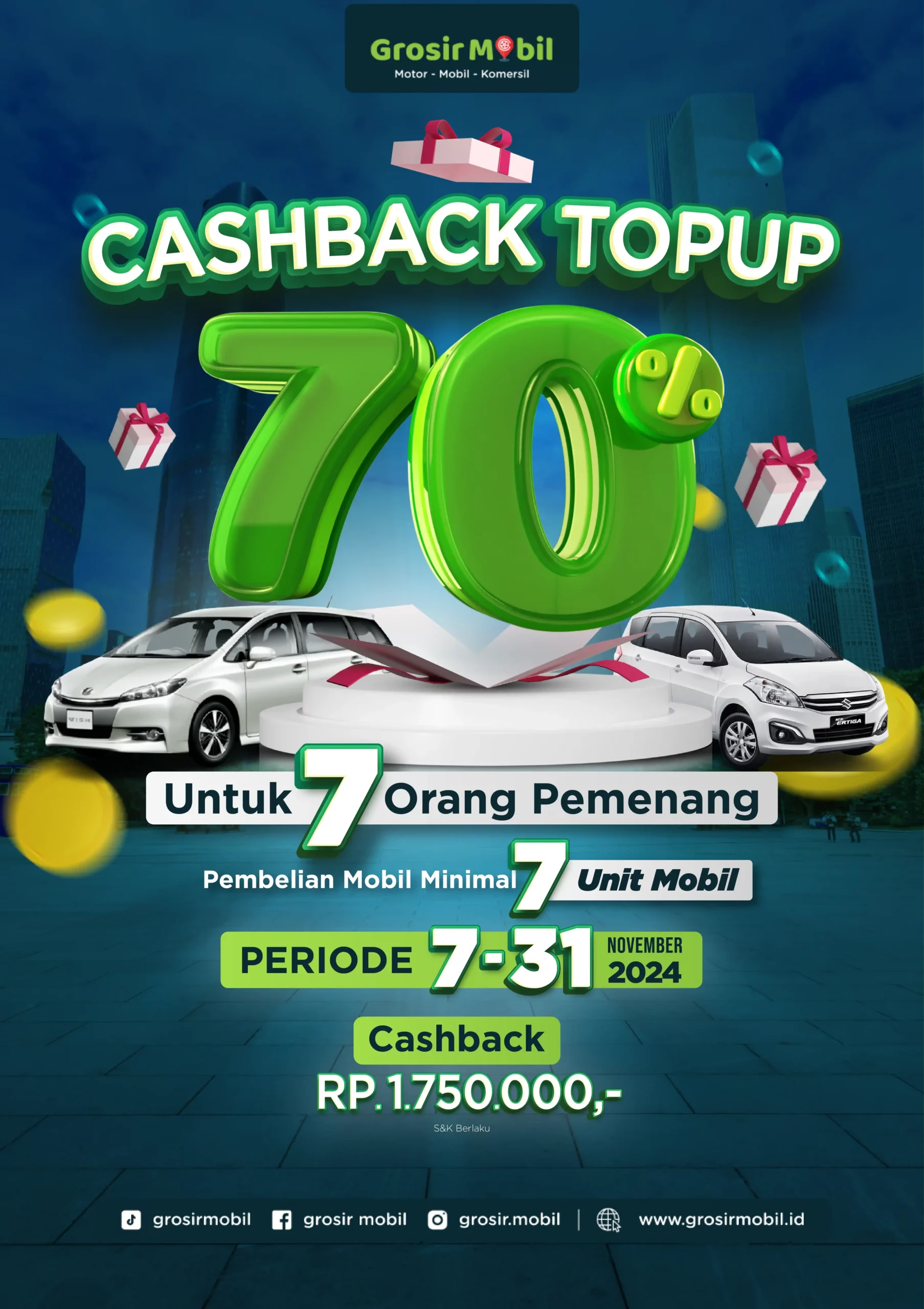 grosir mobil promo cashback 70%