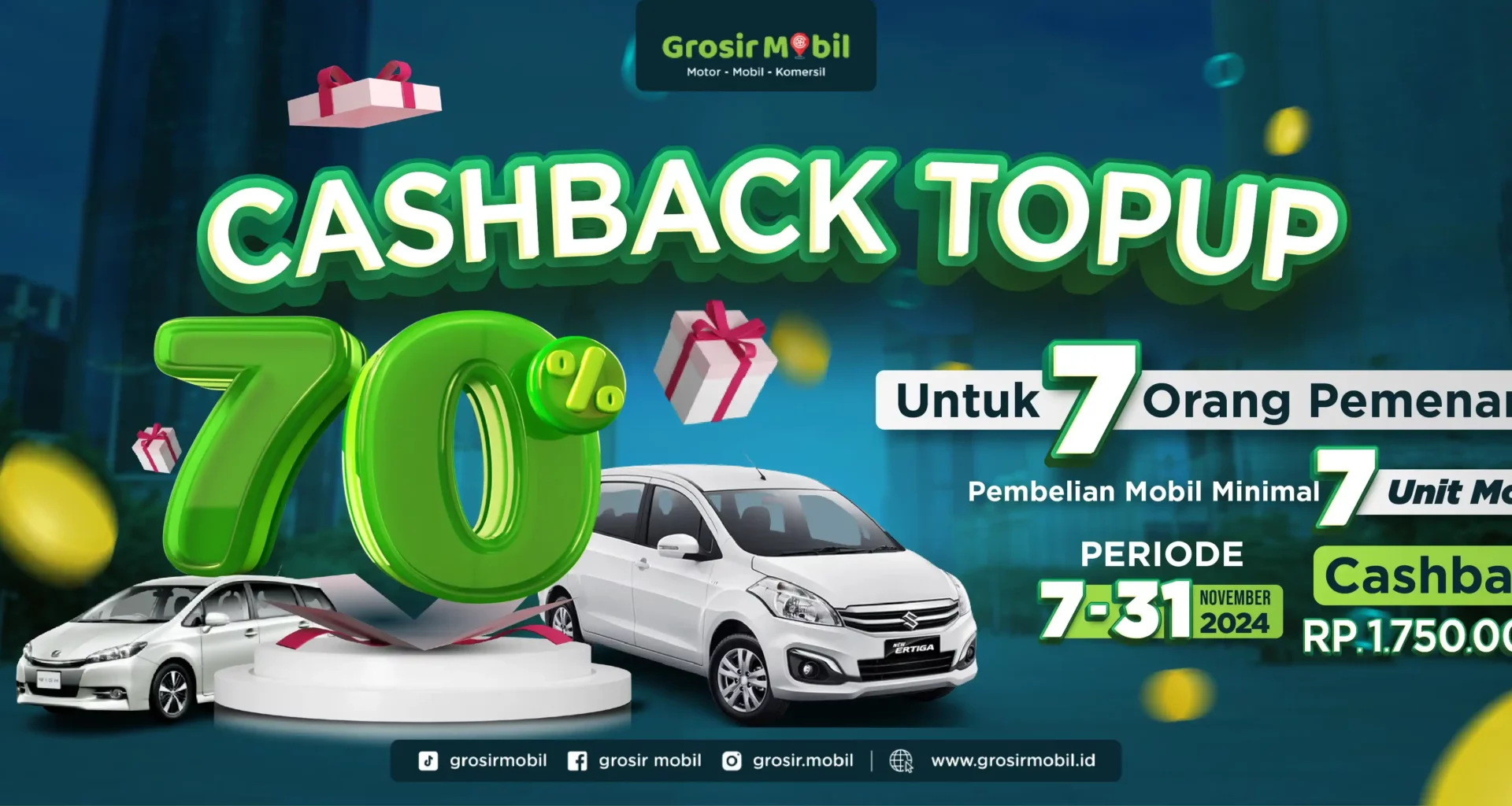 grosir mobil promo cashback 70%