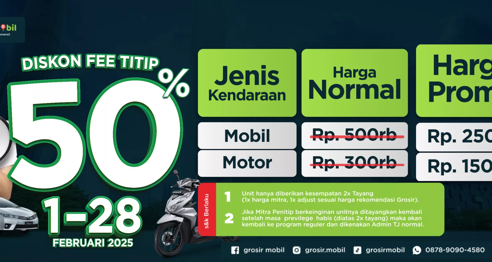 diskon fee titip di grosir mobil bulan Februari