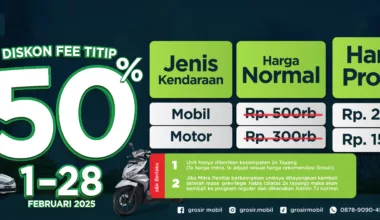 diskon fee titip di grosir mobil bulan Februari