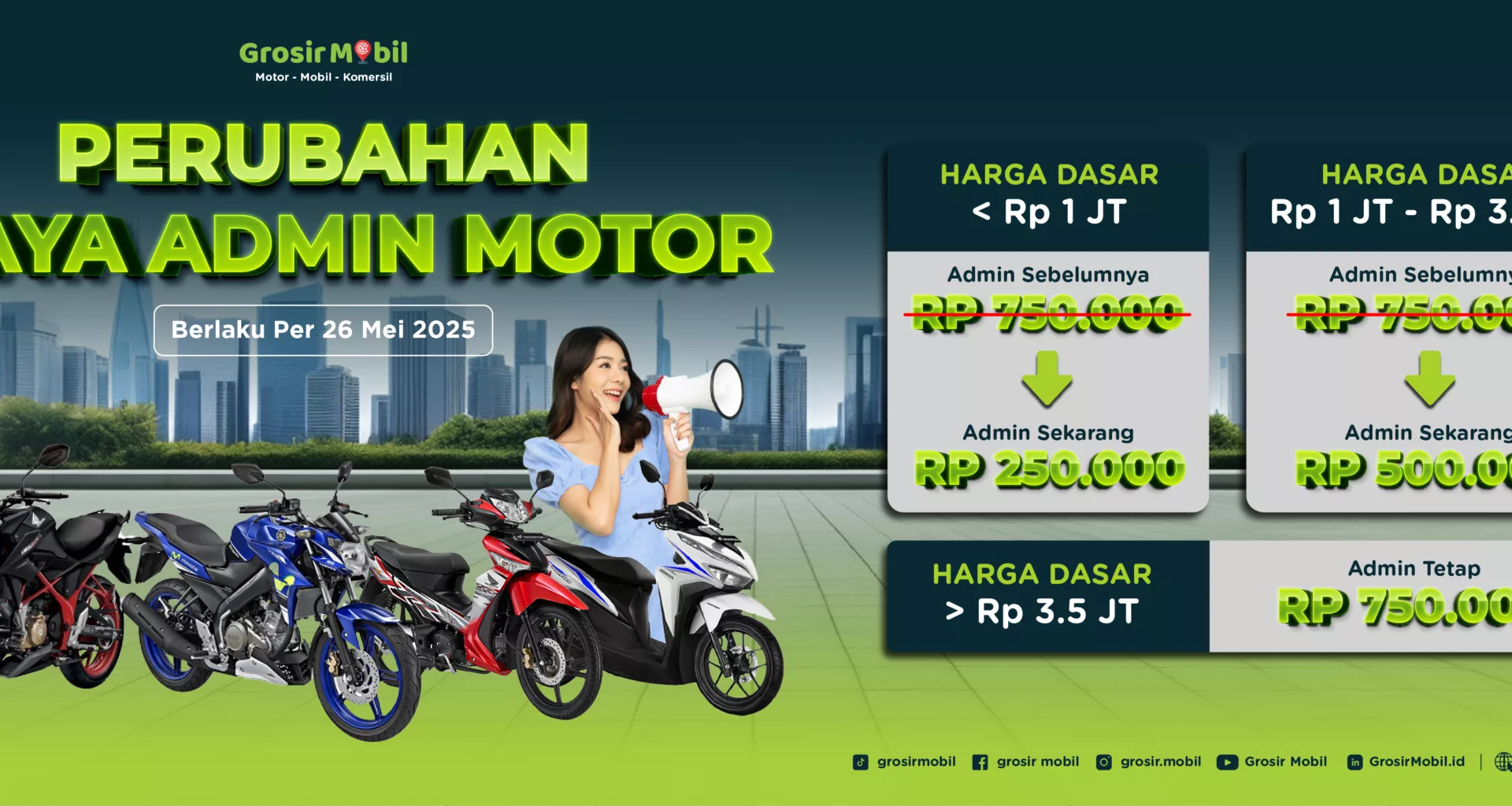 perubahan biaya admin motor