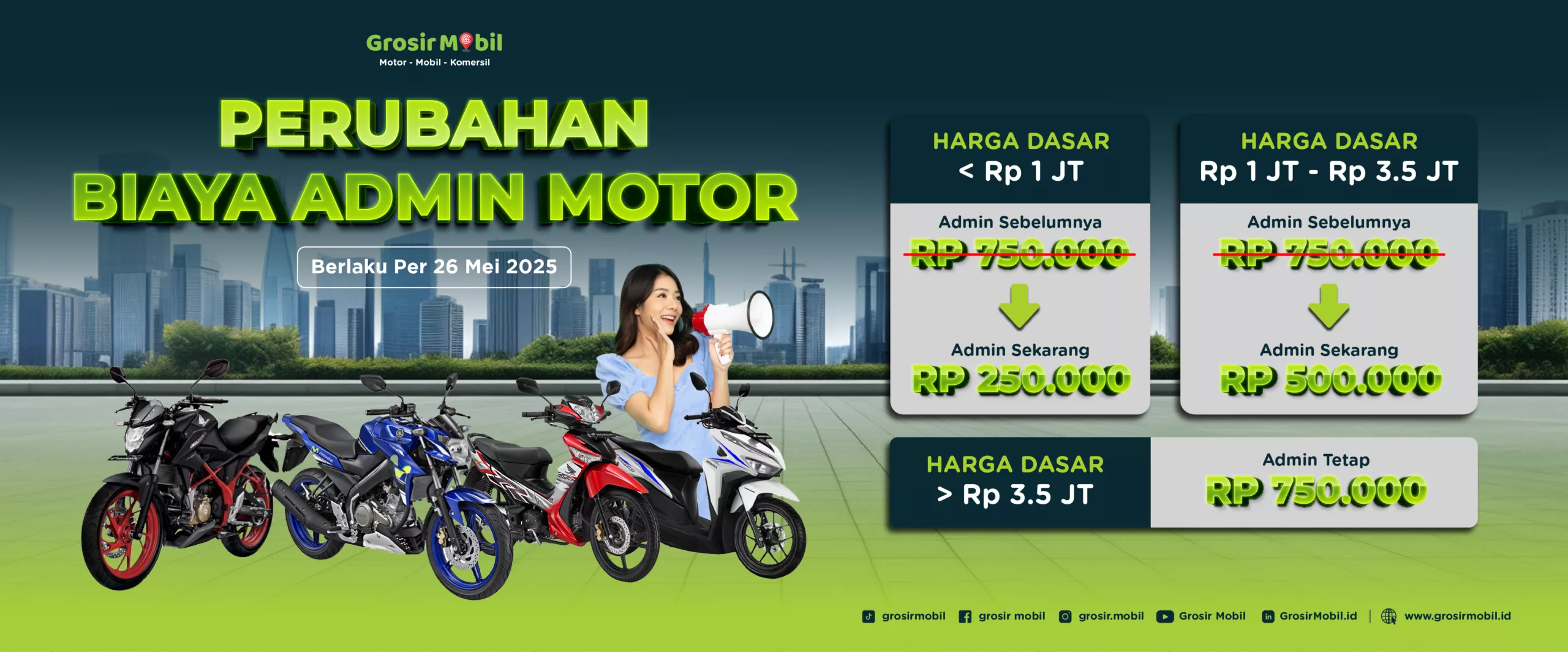 perubahan biaya admin motor