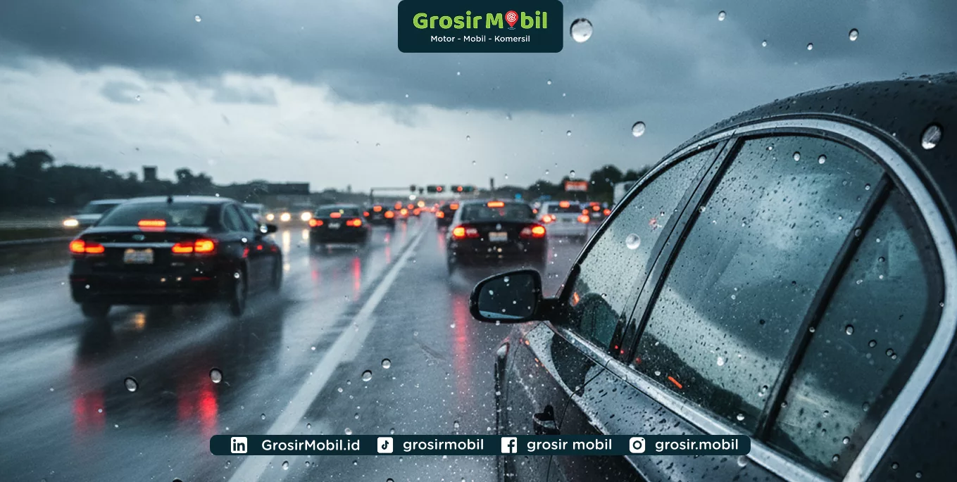mobil kena hujan