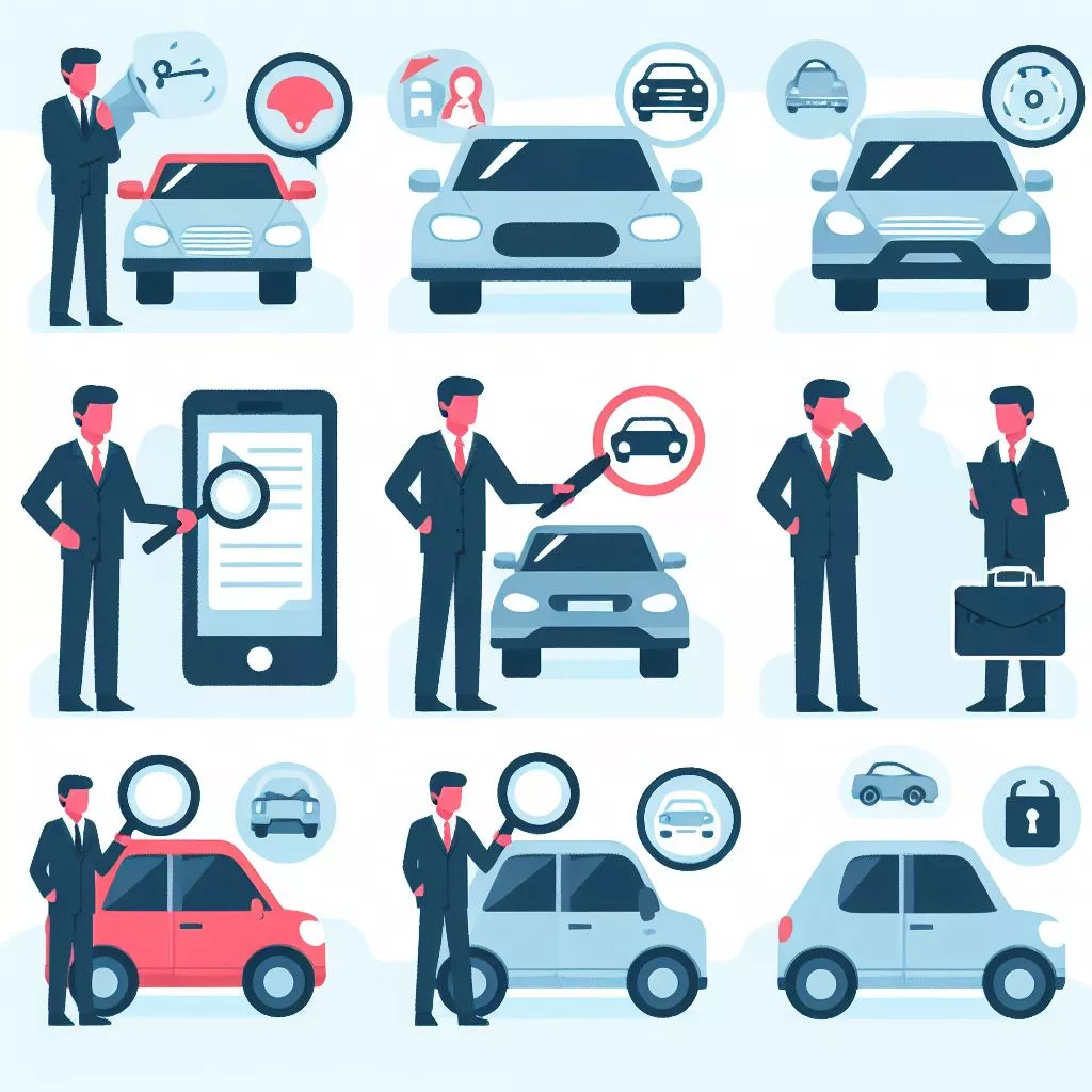 ilustrate a person who searching types of car